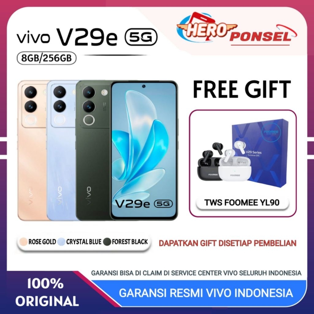 VIVO V29E 5G RAM 8/256GB | VIVO V29 E 5G RAM 8/256GB GARANSI RESMI VIVO INDONESIA
