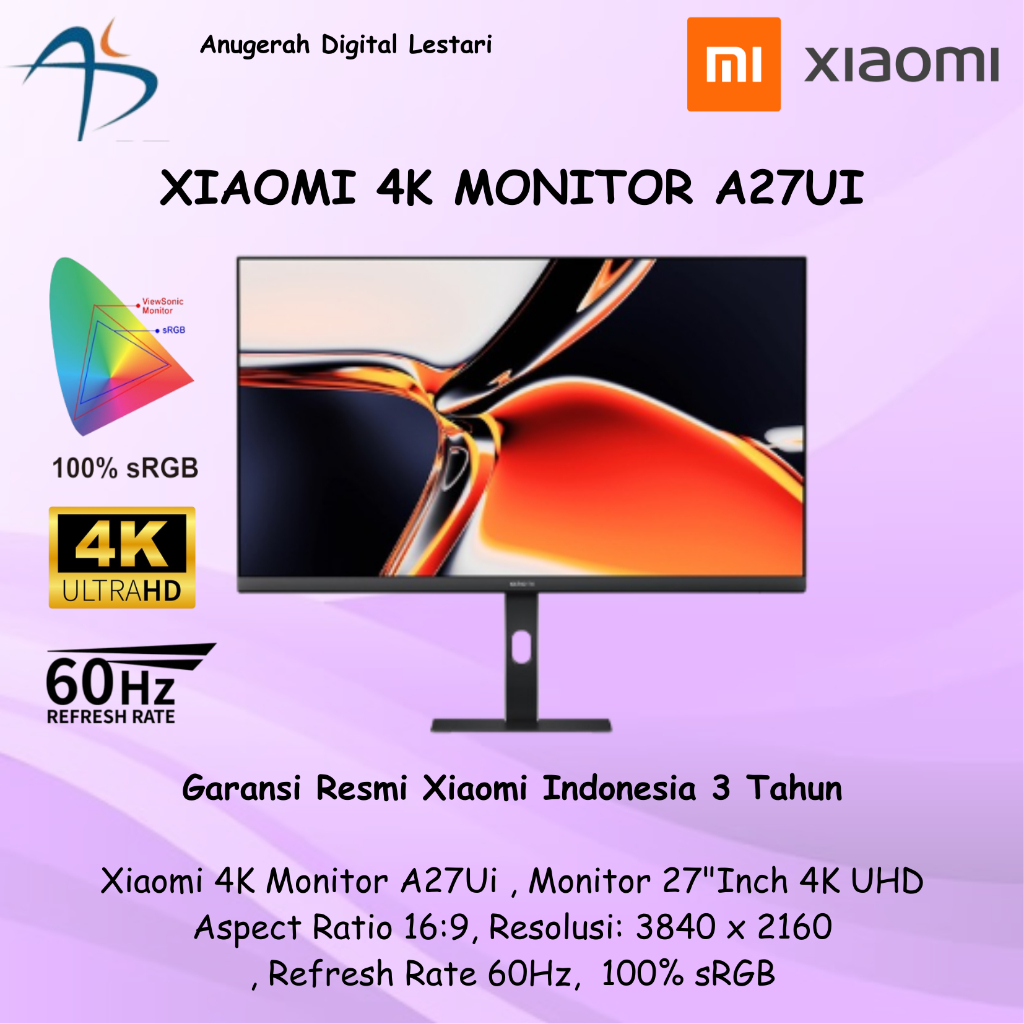 Xiaomi 4K Monitor A27Ui 4K UHD Monitor Xiaomi 4K 60Hz USB-C
