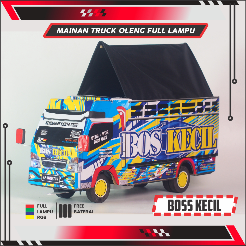 MINIATUR TRUK OLENG MINIATUR TRUK LAMPU TERPAL MURAH TRUK OLENG RODA KAYU BISA COD