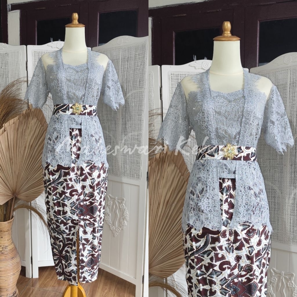 Kebaya Bali Set Brukat Tasya Silver