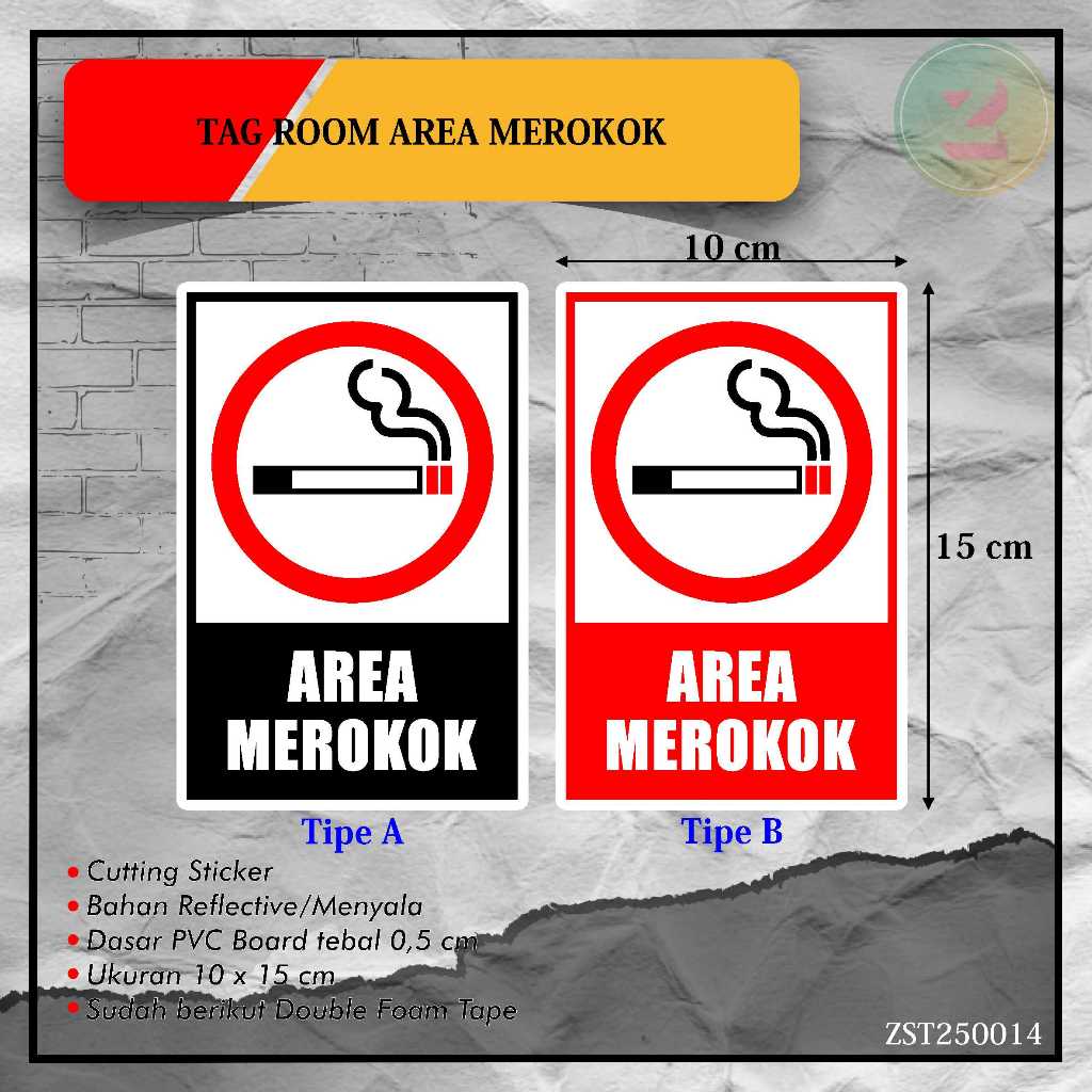 

Area Merokok / Tag Name Area Merokok / Tag Room / Cutting Sticker / Ukuran 10x15cm