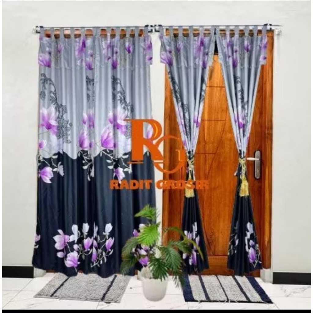 Gorden pintu dan jendela rumbai bahan katun Hordeng motif bunga dan karakter / Gorden Pintu Murah