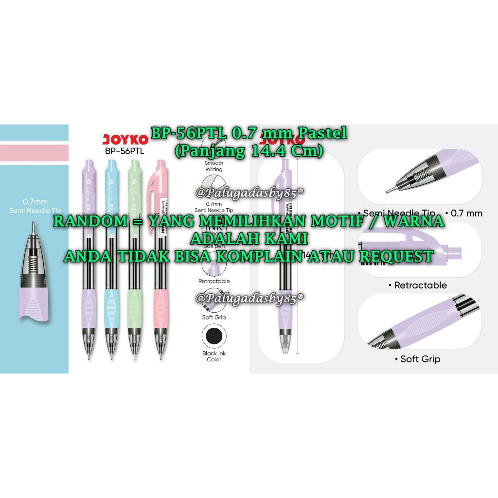 

(1 Biji) GROSIR Bolpen JOYKO BP-56PTL 0.7 mm Hitam / JOYKO Ball Pen Pulpen Pena BP-56PTL (1 Biji)
