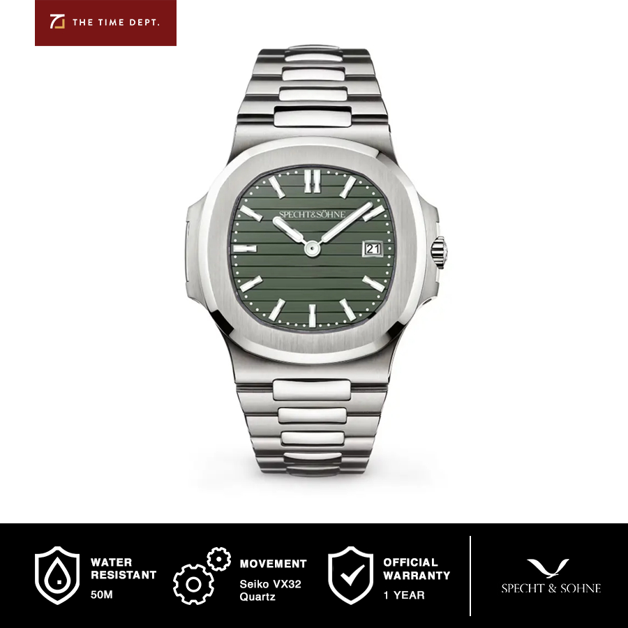 Specht And Sohne SP5711 Green Seiko Quartz Jam Tangan Tipis 39mm Fashion Pria1.316L Stainless Steel 