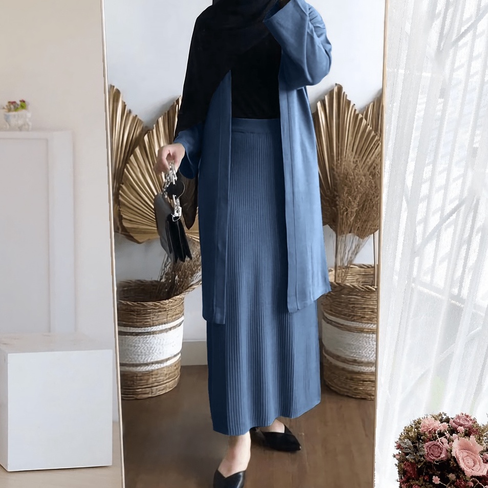 Terjangkau Yurika One Set Rok Span  Cardigan 2 In 1 Setelan Rajut Tebal Lembut Wanita Premium Terbar