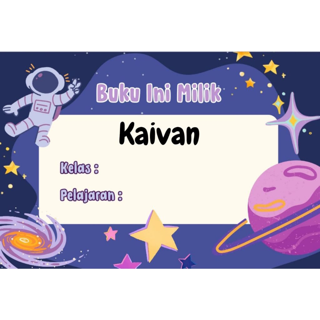 

(ISI 50 PCS) SUDAH ADA LEM STICKER LABEL BUKU SEKOLAH CUSTOM NAMA & FOTO MOTIF ASTRONOT