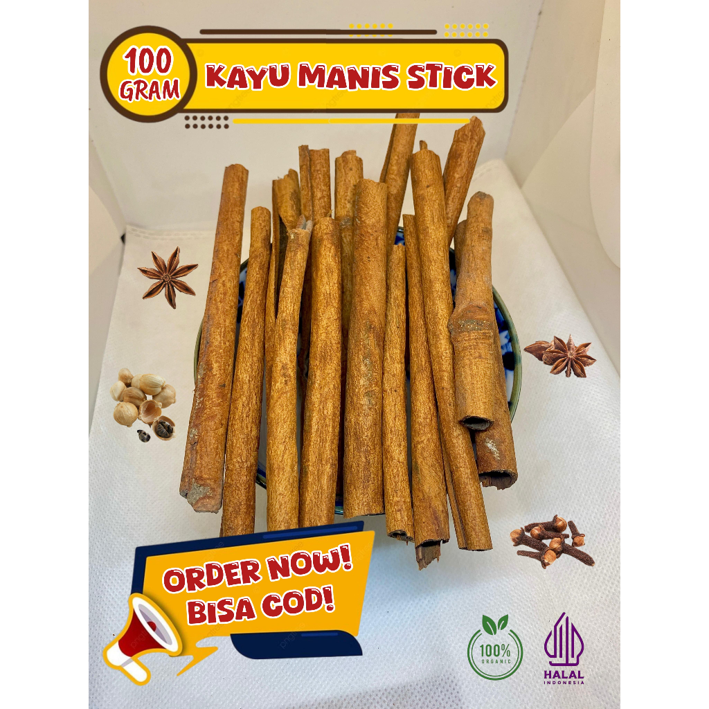 

Kayu manis rempah / cinnamon stick / ukurang 100gram