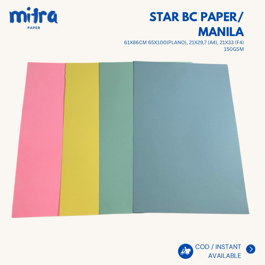 

BC / KERTAS MANILA STAR A4 F4 150gsm WARNA