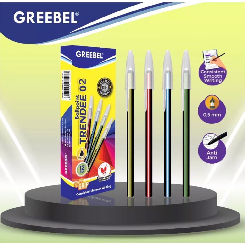 

Greebel Pulpen Ballpoint Trendee 01/02 Tinta Hitam[1 ktk isi 12]