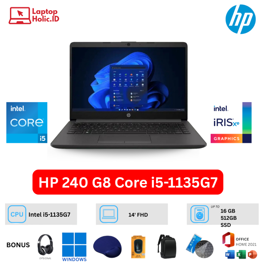 LAPTOP HP 240 G8 Intel Core i5-1135G7 RAM 8GB SSD 512GB 14" w11 Office 2021