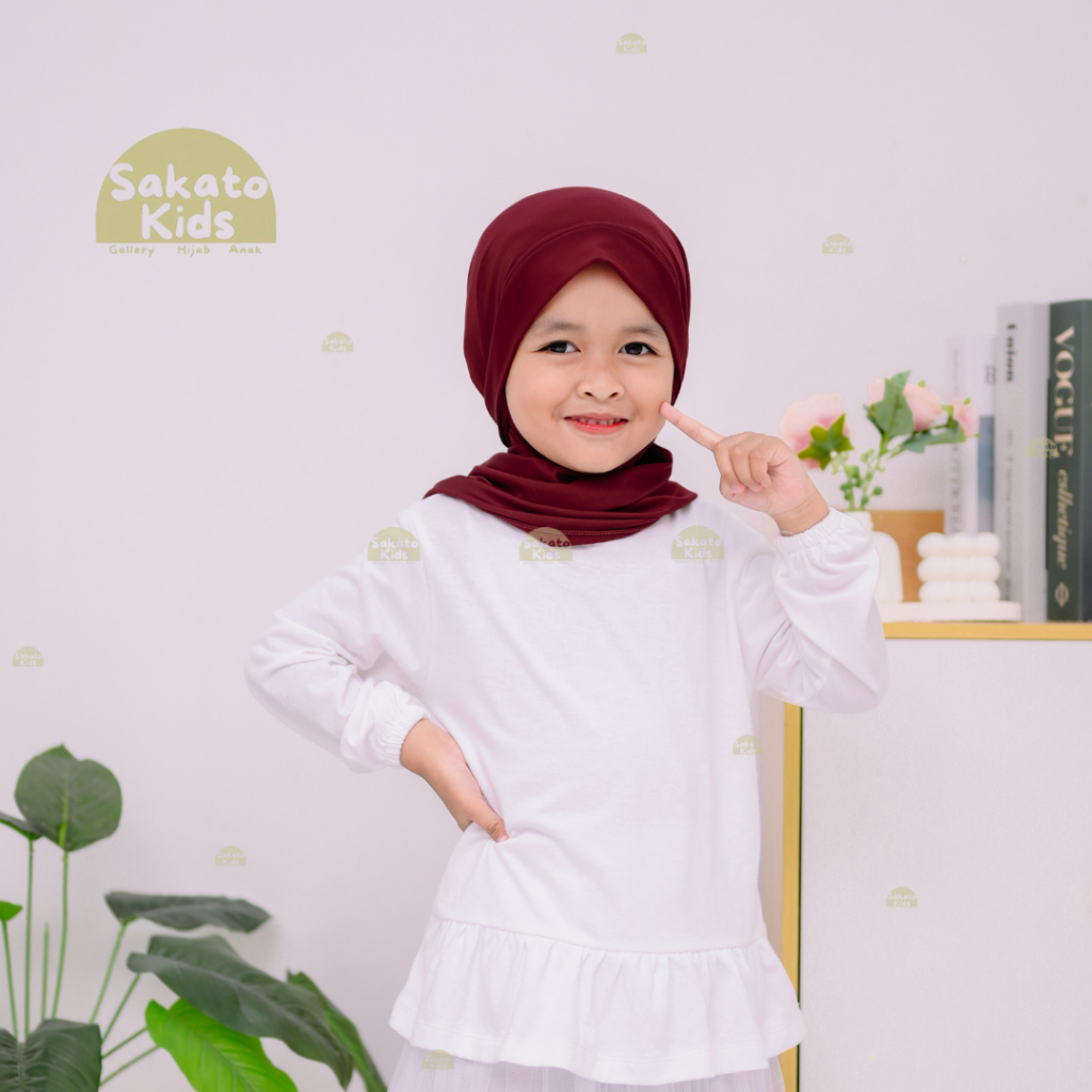 Jilbab Segitiga Instan Malay Anak Usia 1-3 th | Jilbab Segitiga Malay Anak Spandex Jersey
