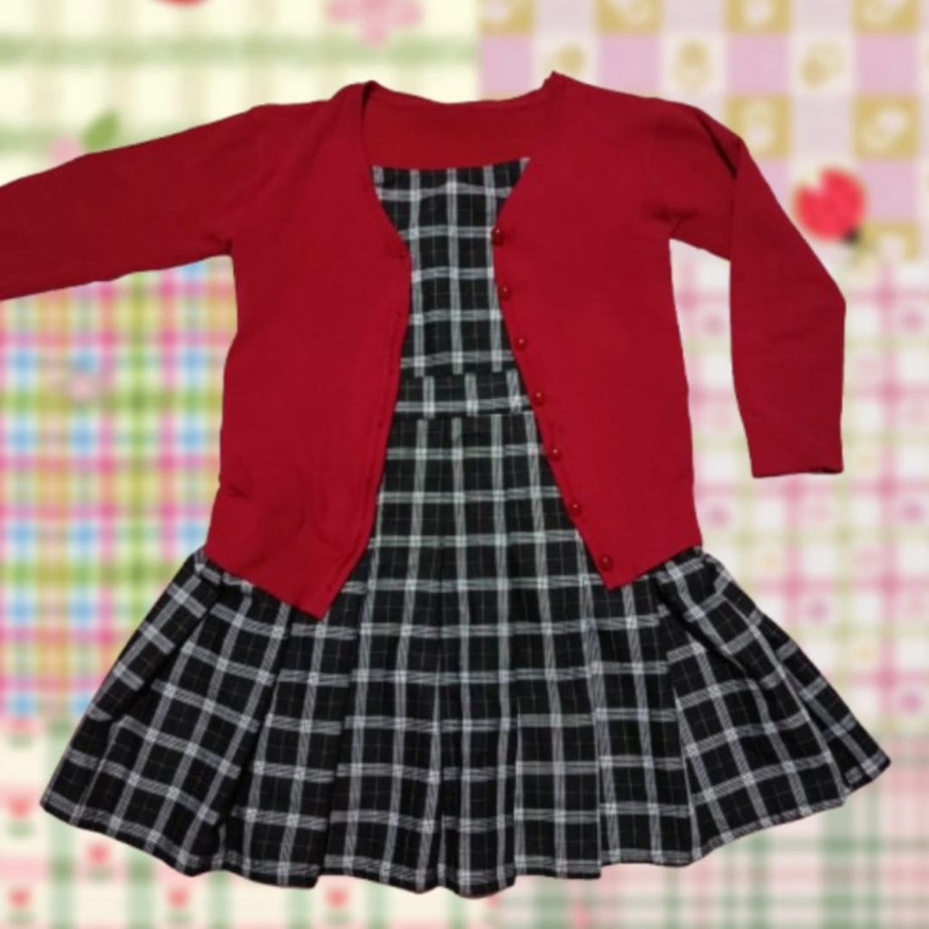 Preloved Dress Tartan Hitam | Dress gingham