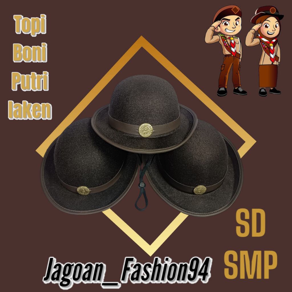 Topi Pramuka Putri topi Boni Motif Jaring / Laken  Topi Penggalang Wanita SD SMP SMA
