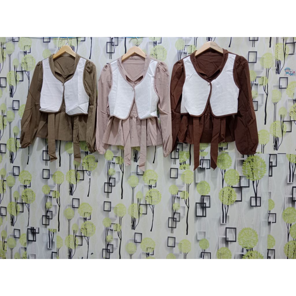 blouse atasan baju wanita kemeja import renda tali