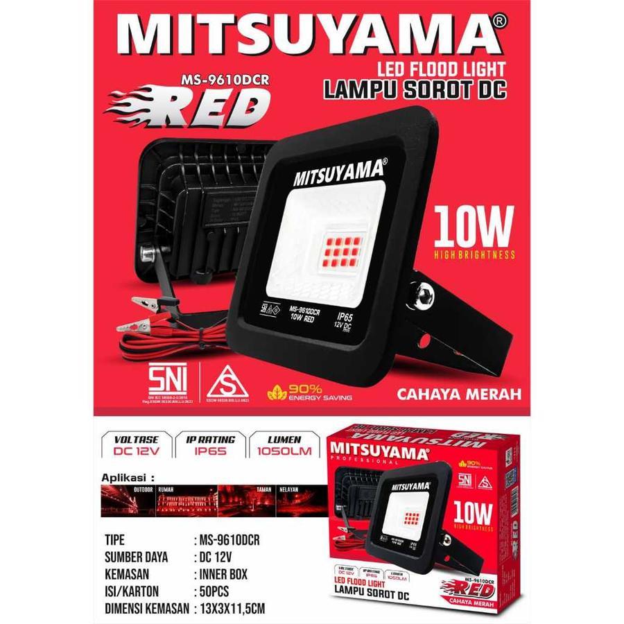 Lampu Sorot / Tembak DC/AKI  MITSUYAMA 10 / 20 / 30 / 50 Watt- Merah