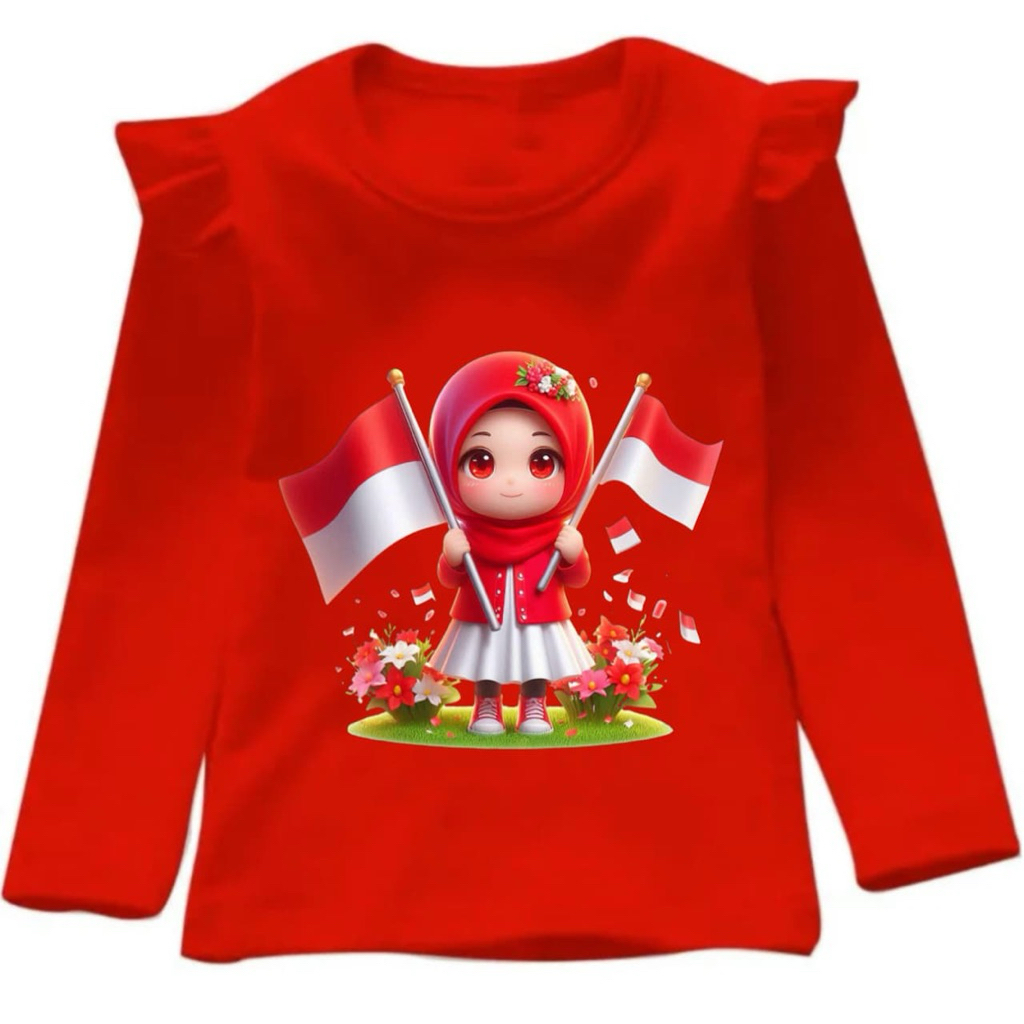 kaos anak perempuan/baju anak perempuan/kaos dirgahayu anak/baju dirgahayu anak/kaos 17 agustus anak
