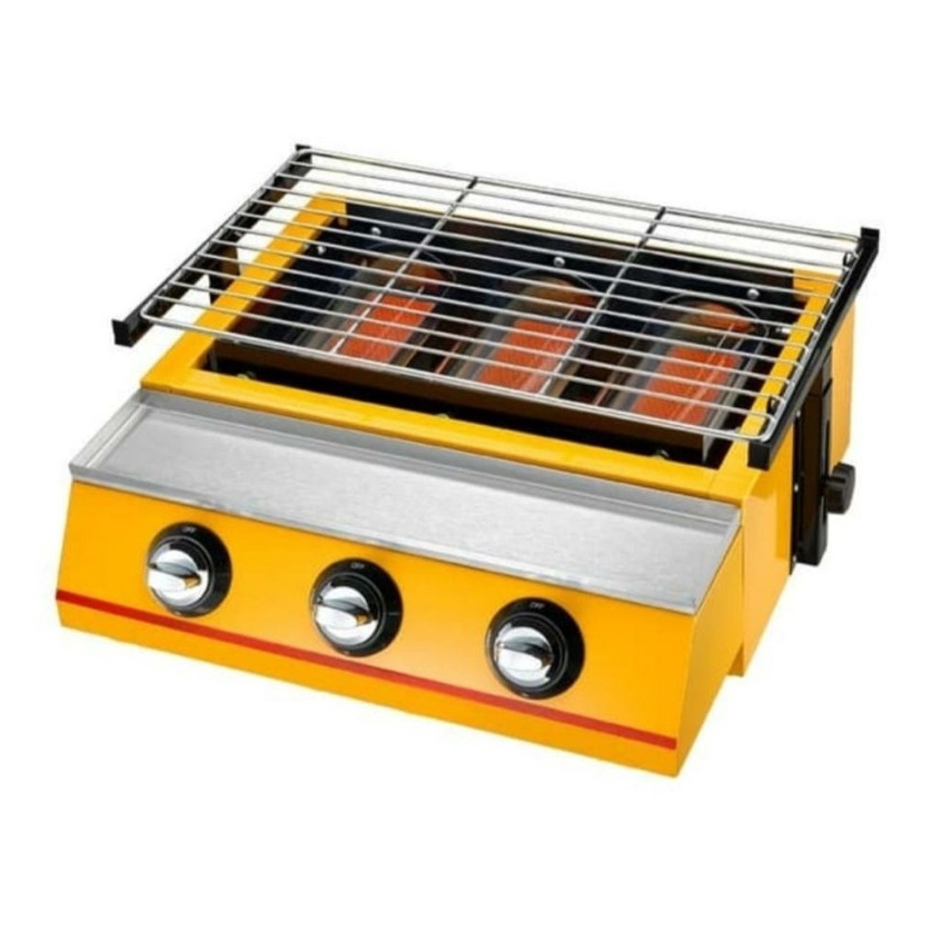 KODE X1P kompor Panggangan sosis BBQ 2 tungku GFQ2B alat pemanggang Ayam Ikan daging stainless steel