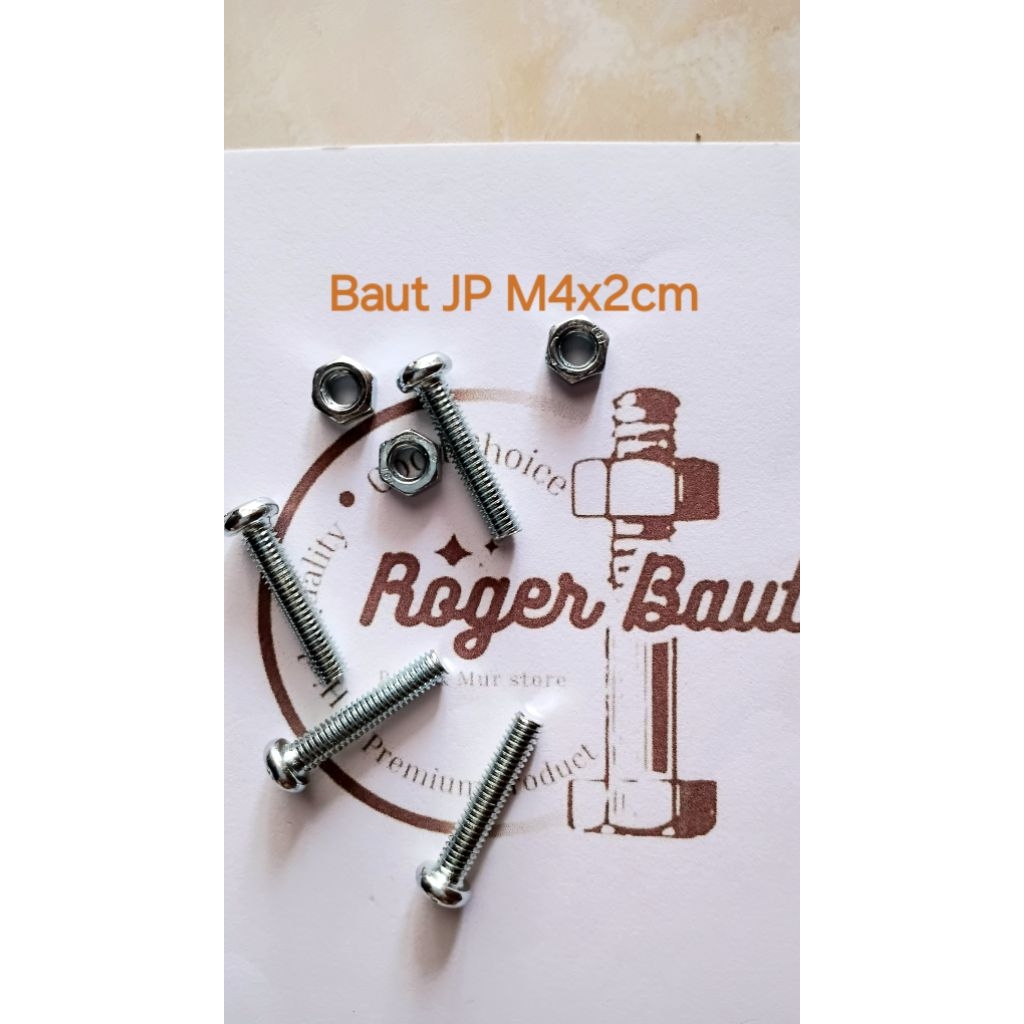 Baut Mur JP M4 x 2cm Kunci Obeng (+) Galvanis
1. Diameter Kepala Baut 10mm
2. Tebal Kepala Baut 3.5m