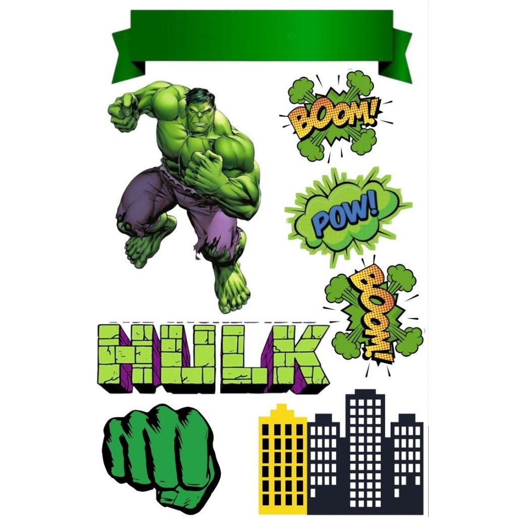 Topper HULK/ Topper Cake Happy Birthday / Hiasan Kue Ulang tahun/Kue Tar/Hiasan Buket
