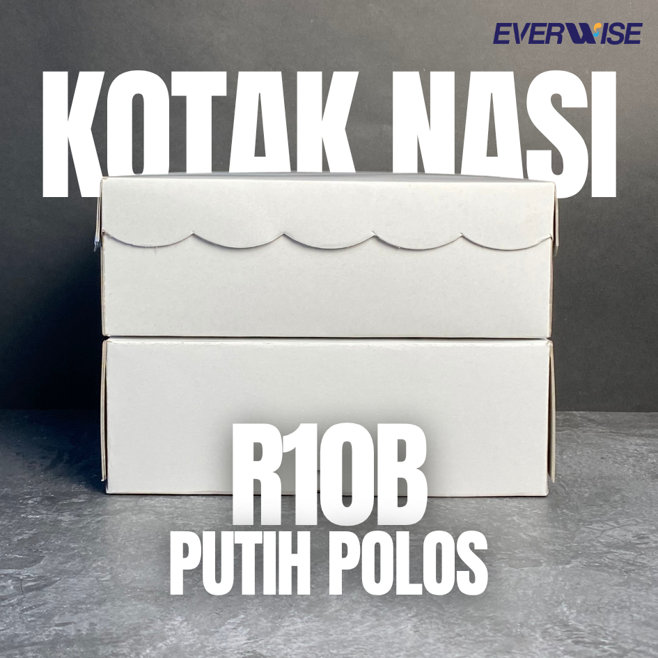 Kotak Nasi Katering R10B (Tutup Setengah/Tutup Penuh) Dus Putih Polos Non Laminasi 22 x 22