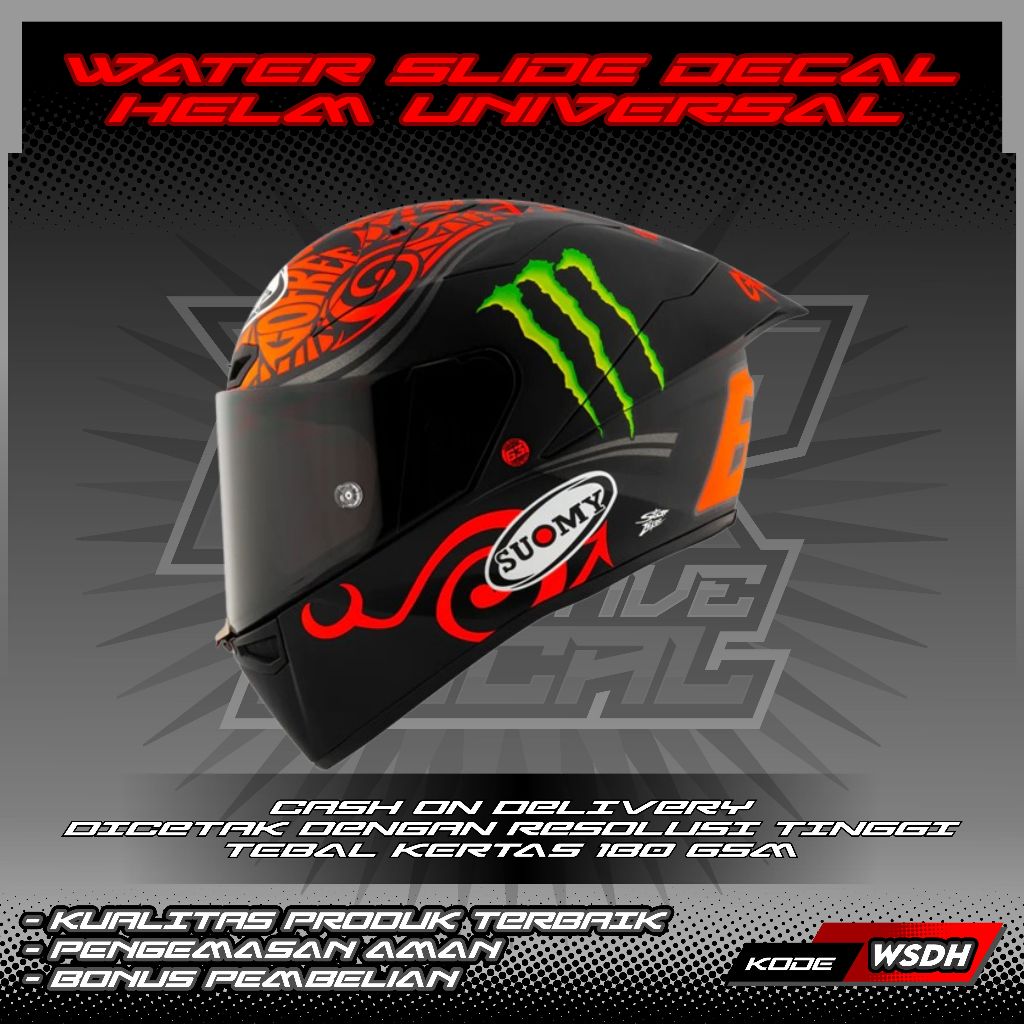 WATER SLIDE DECAL HELM FULL FACE/HALF FACE UNIVERSAL MOTIF PECCO BAGNIA 2024