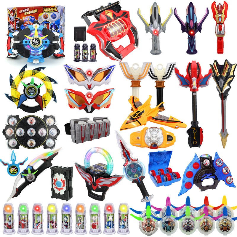 Ready-Ultraman Senjata Z Geed Orb Tiga Ultramen Action Figure Toy Dengan lampu musik Mainan Anak