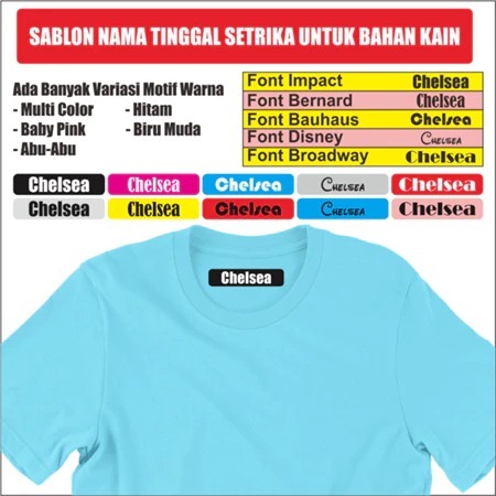

Sticker Nama Label DTF Printing Kain/kaos Sablon Setrika Isi 50pcs Gratis Custom Nama Bukan Bordir