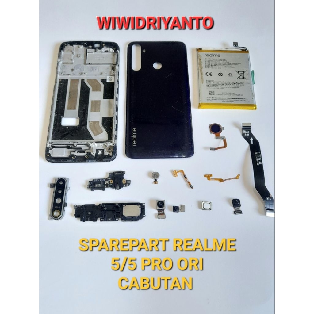 SPAREPART HP REALME 5i SECOND ORI CABUTAN BATERAI BACDOOR KACA KAMERA FINGERPRINT FRAME BUZZER KAMER
