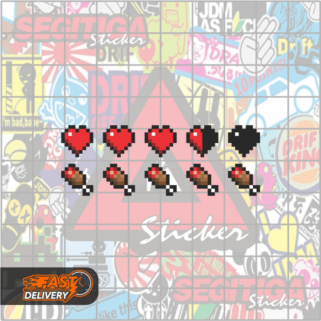 

Sticker Heart Bar Minecraft Ukuran 6 x 2 Cm