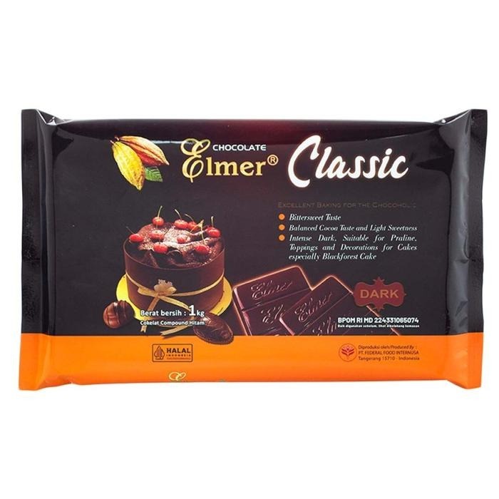 

ELMER CLASSIC DARK COKLAT BLOK 1KG, COKLAT BLOK U/ PRALINE DAN HIASAN KUE