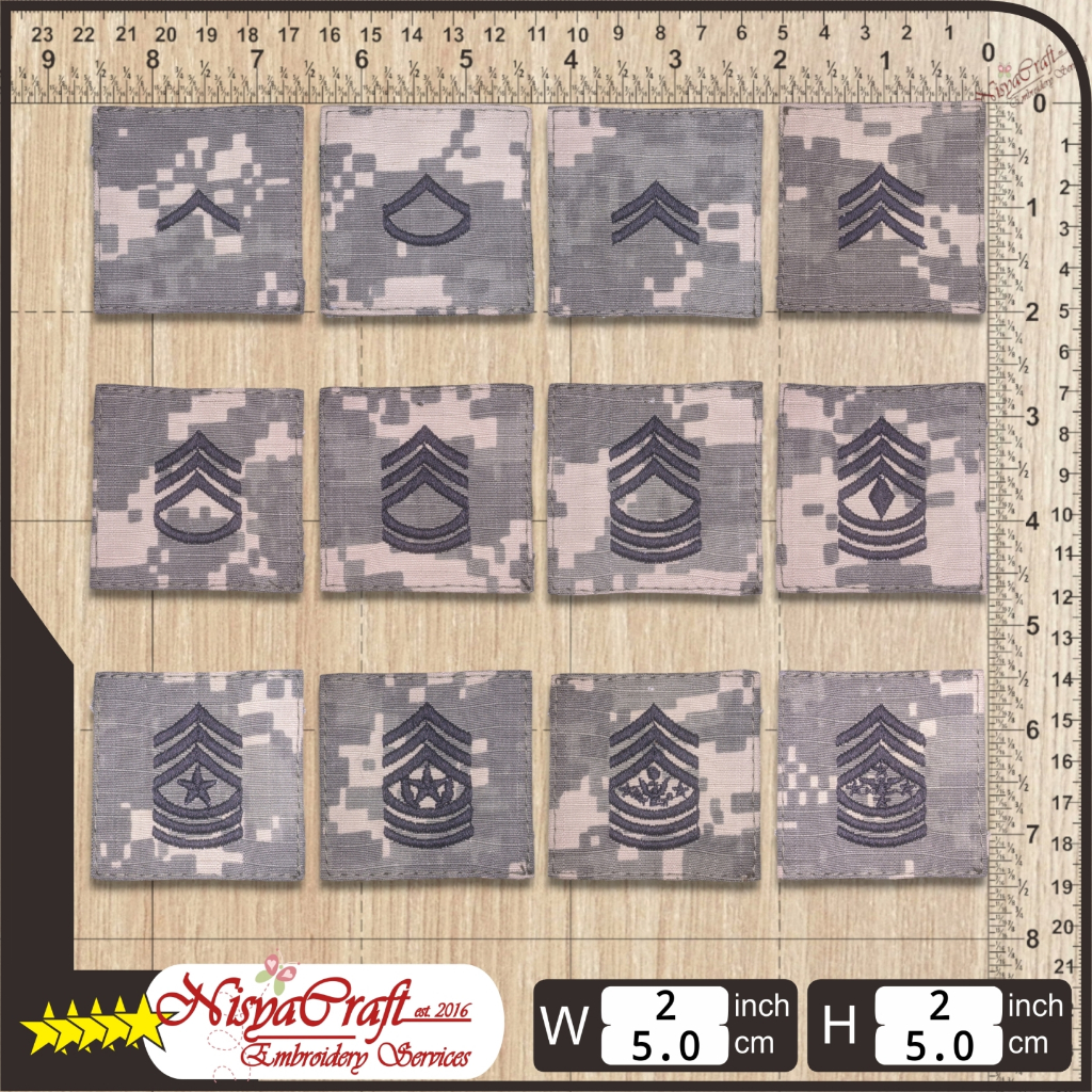 NCEP0101-051 US ARMY Rank Insignia - Enlisted Personnel ACU UCP (ACUPAT) Patch Bordir