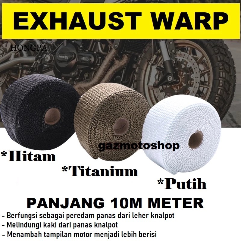 Exhaust wrap pembungus knalpot 10 Meter Blebet knalpot peredam panas knalpot klx crf Trail scrambler