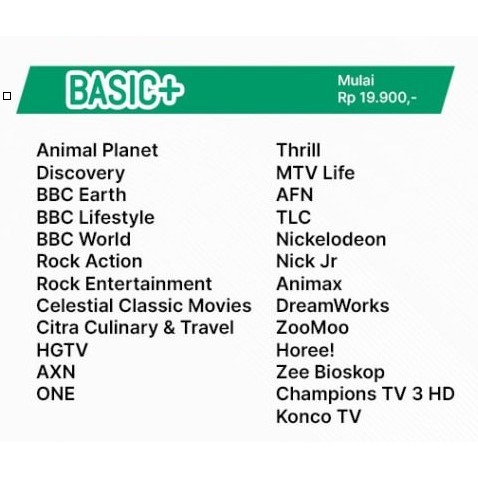 Receiver Paket Nex Parabola Paket Basic+ 1 Bulan | 2 Bulan | 3 Bulan | 4 Bulan | 6 Bulan | Basic Xtr