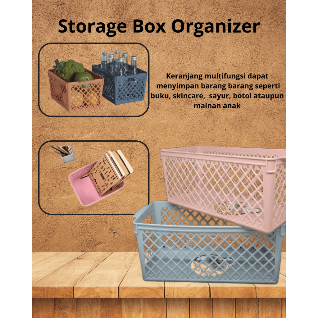 MR.DIY Keranjang Serbaguna Storage Box Organizer - Ukuran 27x12x12.5 cm (Premium Quality) || Organiz