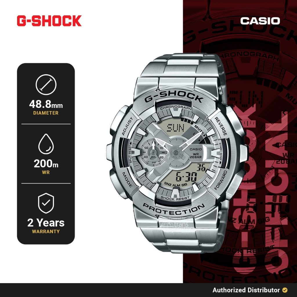 G-Shock G-STEEL Original Jam Tangan Pria Analog Digital GM-110D-8ADR Silver Stainless Steel