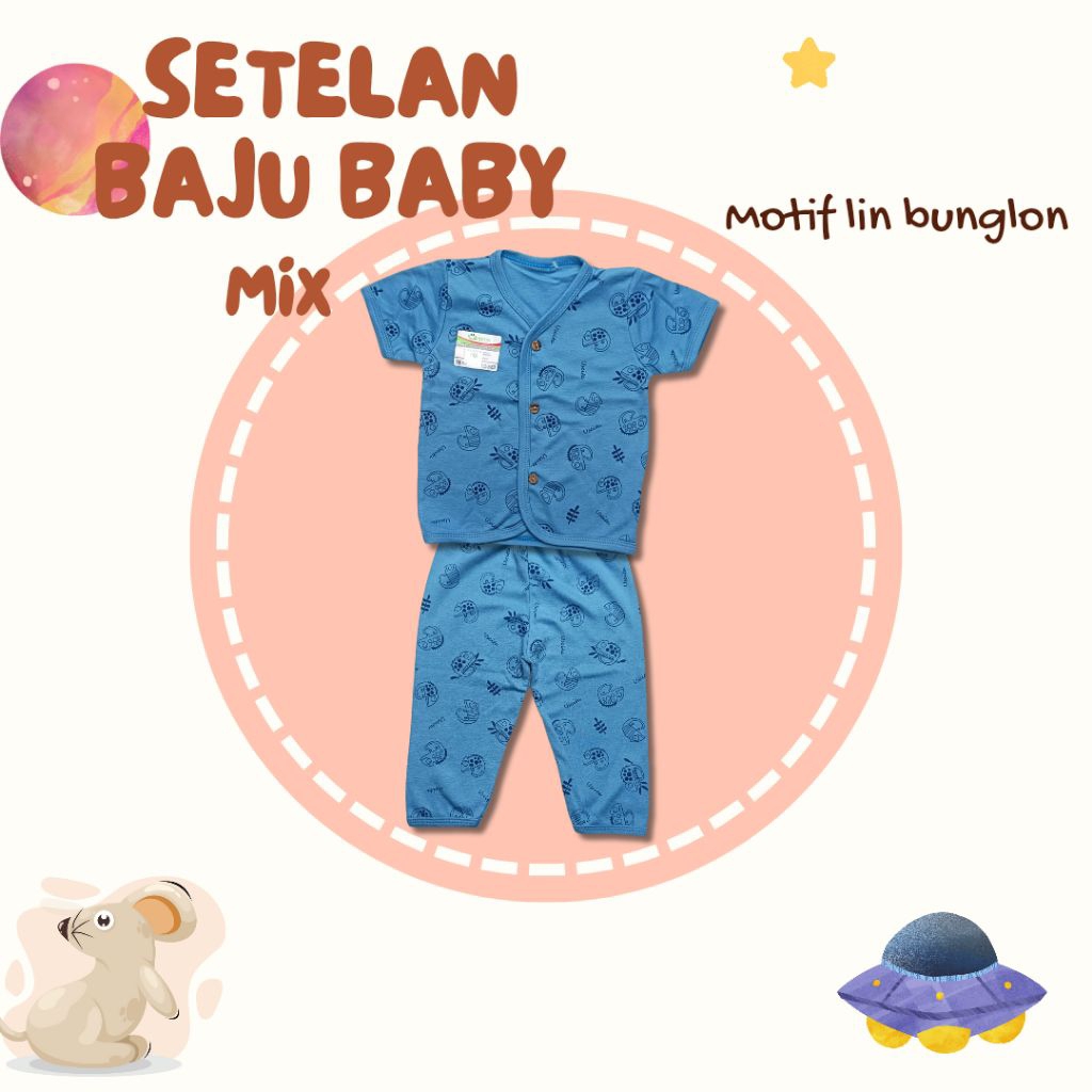 USCITA BABY - SETELAN BAJU BABY MIX LIN BUNGLON - SETELAN BAJU BAYI DAN ANAK