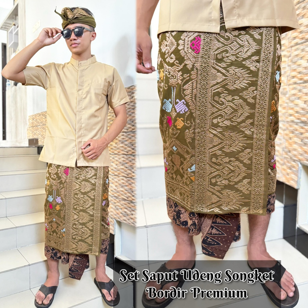 SAPUT SET UDENG BORDIR SONGKET BALI PREMIUM