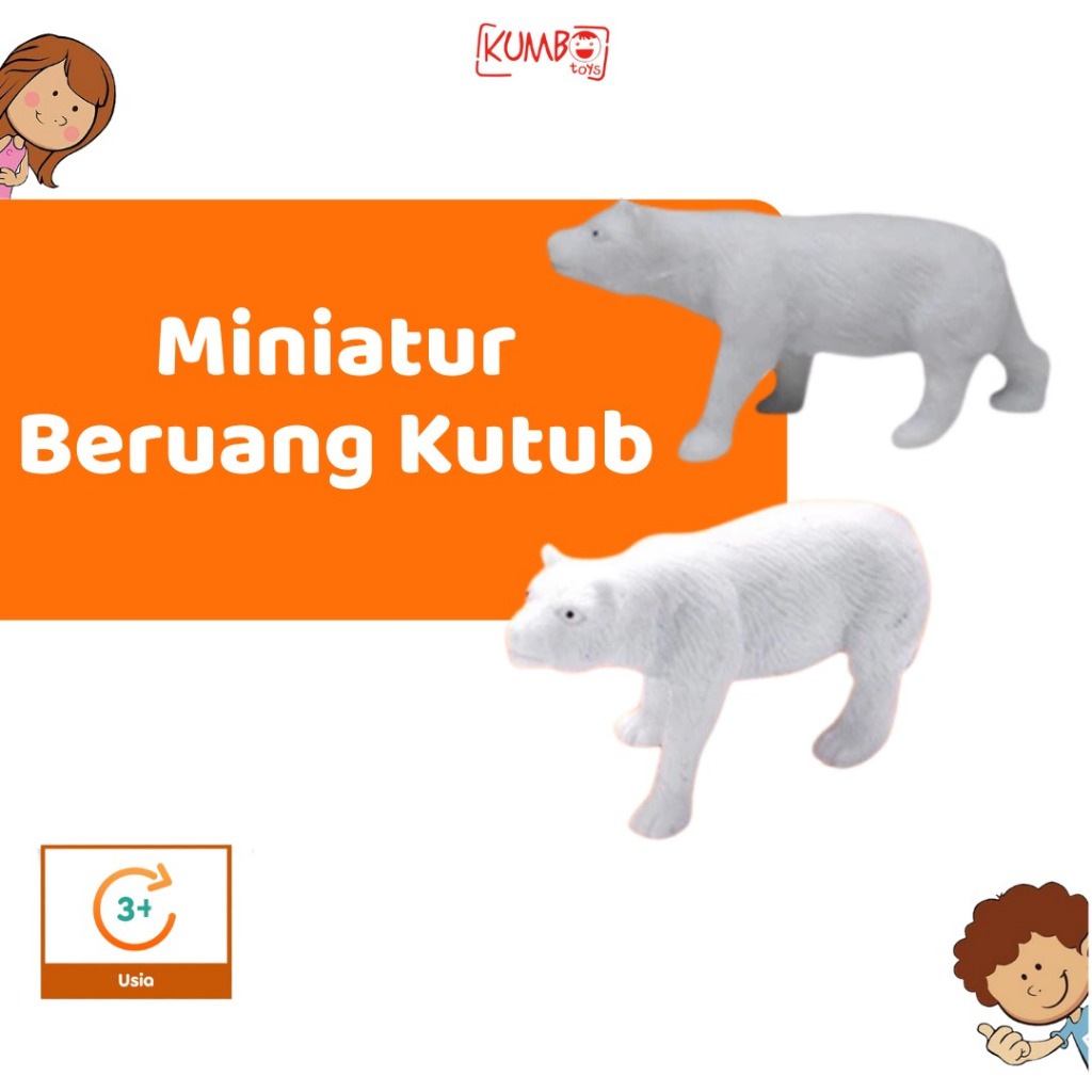 Mainan Edukasi Anak Figure Animal Polar Bear Miniatur Beruang Kutub Figur