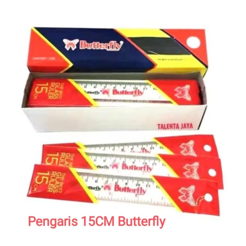 

(12) Pengaris 15Cm Butterfly - Pengaris - Ruler - Garisan - Pengaris Bening Mika 15cm Butterfly Harga 12PCS