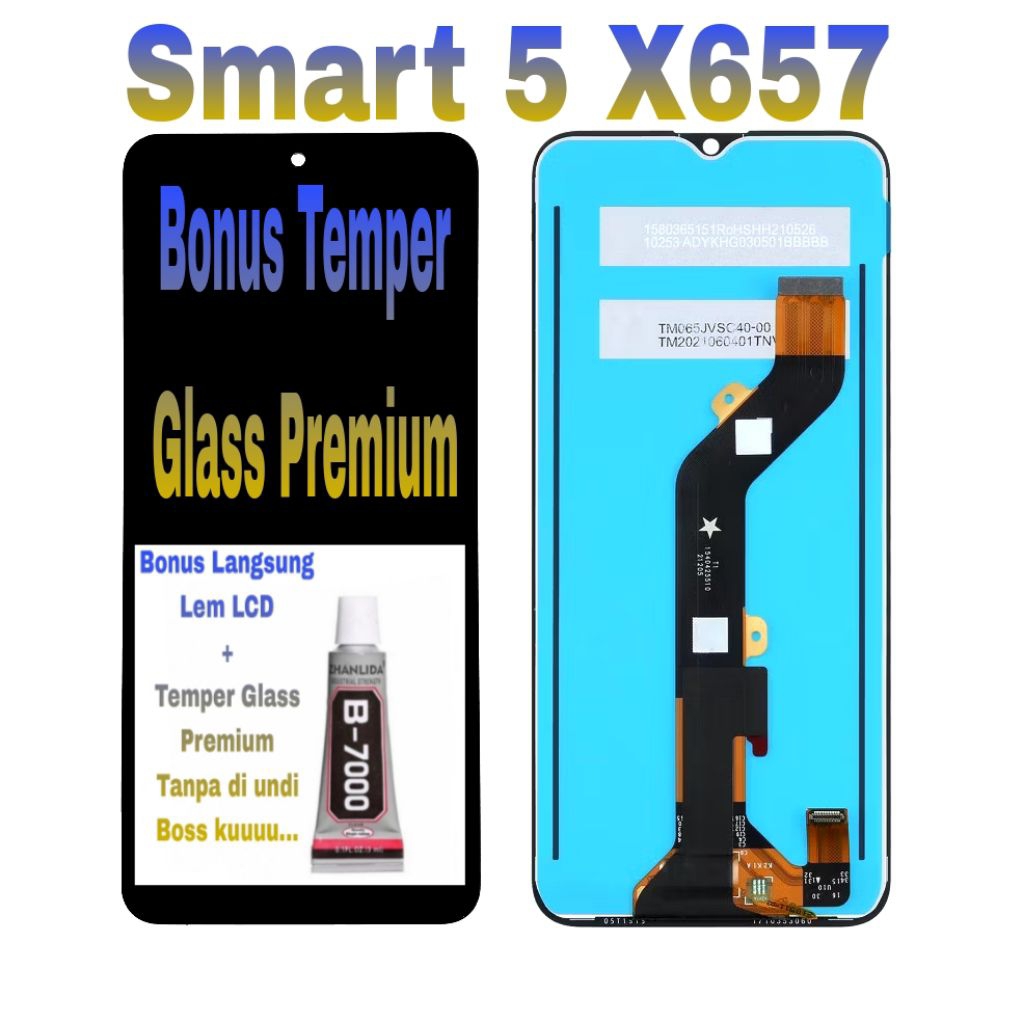 LCD infinix Smart 5 X657 /Hot 10 Lite / Vision 1 Plus/Pro /Spark 6 Go Layar Satu Set Komplit