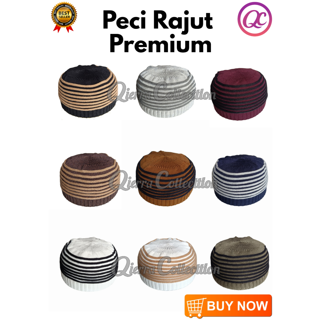Peci RAJUT katun premium bahanTebal Pria Dewasa Kopiah Sholat Knit Haji Hadramaut Premium Turki Rosa