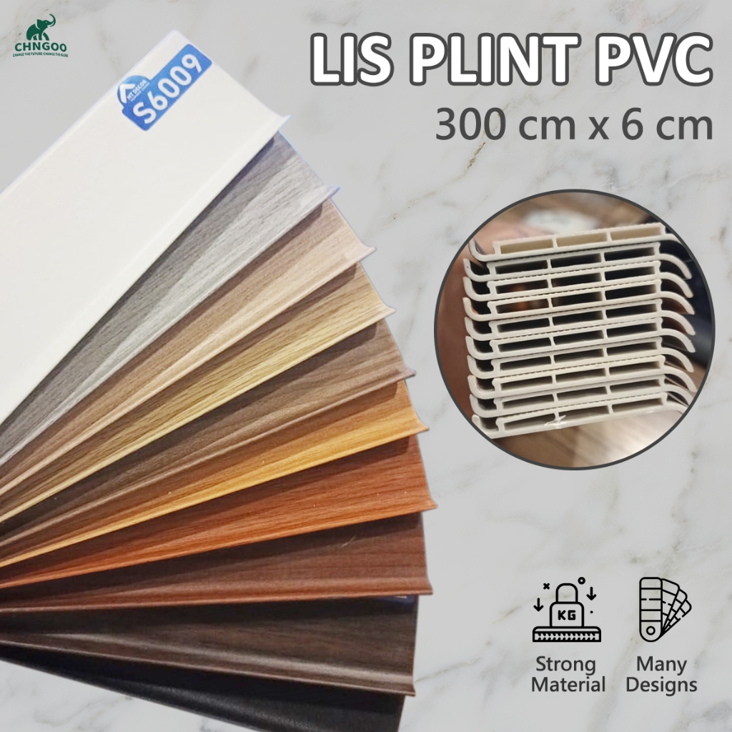 LIS PVC SKRITING BOARD 6CM MURAH MOTIF SERAT KAYU