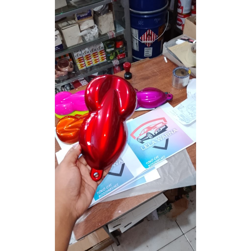 Cat Candytone Merah PU +(Free Dasar) Cat Candy MERAH METALIC PU Cat Motor Mobil