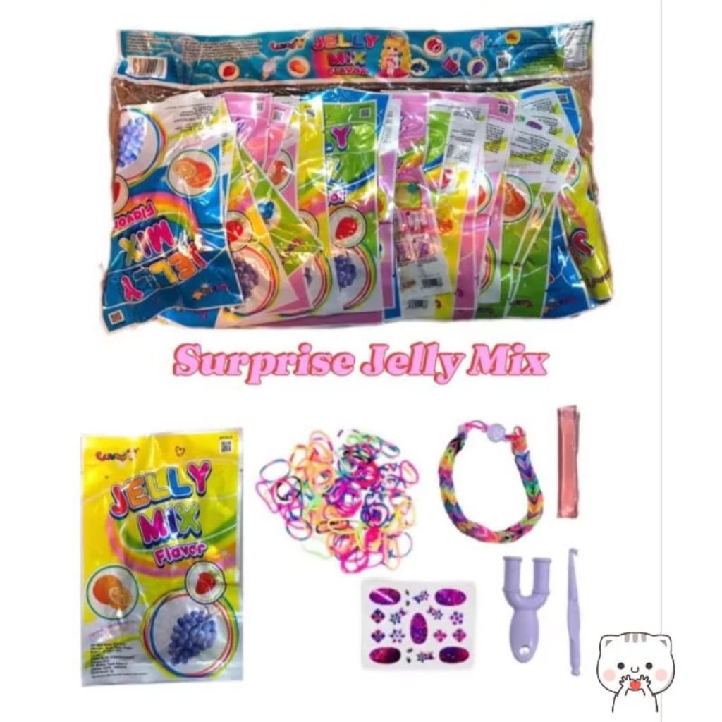

Surprise Jelly Mix Hadiah LOOM BAND Mainan Gelang Karet Kreasi Anak isi 30 pcs