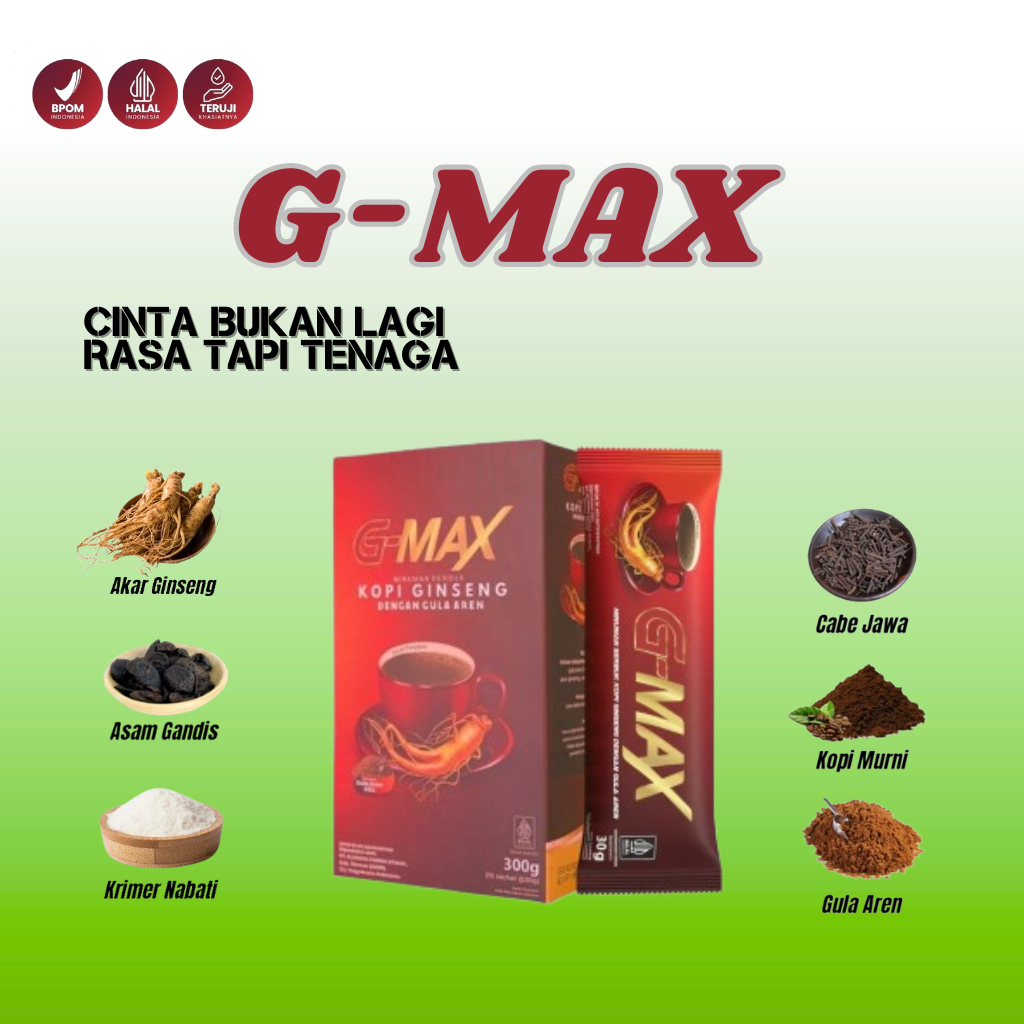 

G-MAX Minuman Serbuk Kopi Ginseng Penambah Stamina Pria Dewasa ORIGINAL / Produk Original