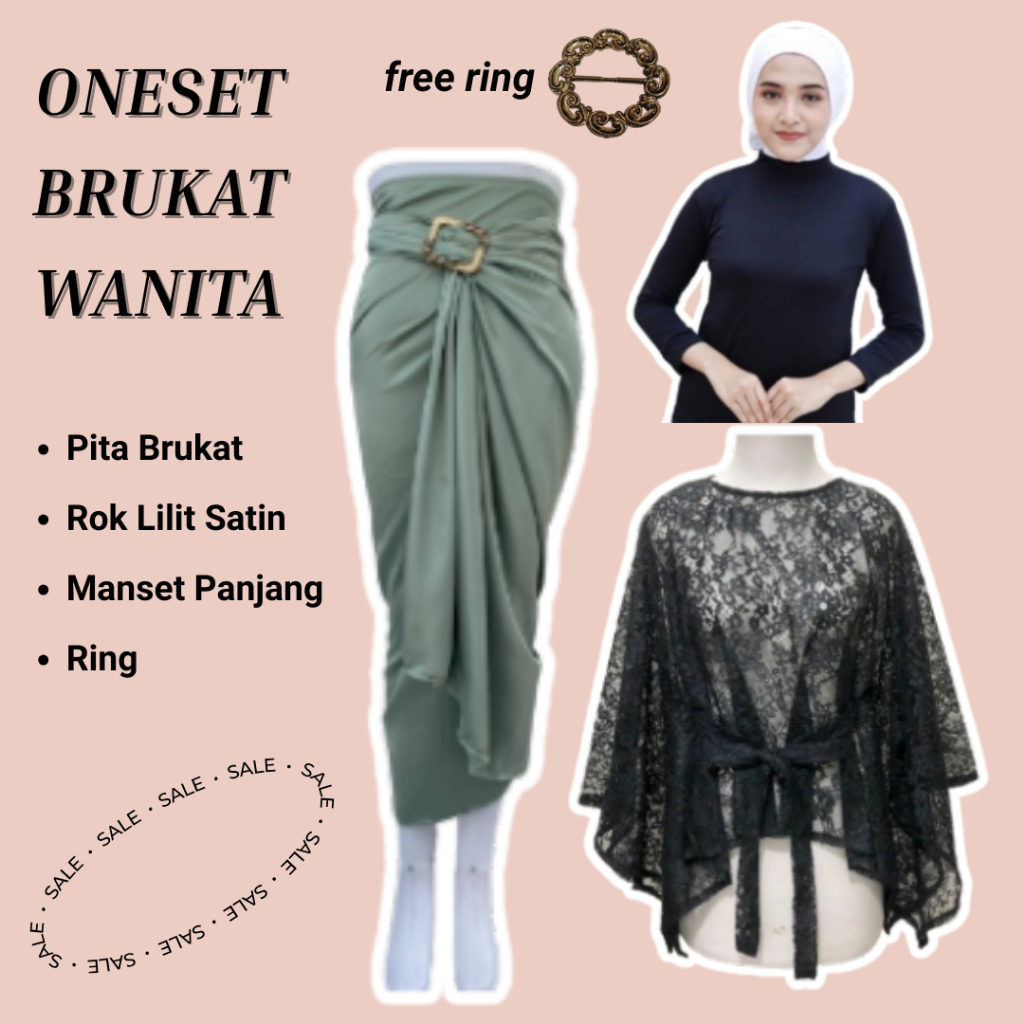 Baju Kondangan Wanita Kekinian Remaja Hijab Non Hijab One Set Kebaya Modern Brokat Wisuda Tunangan L
