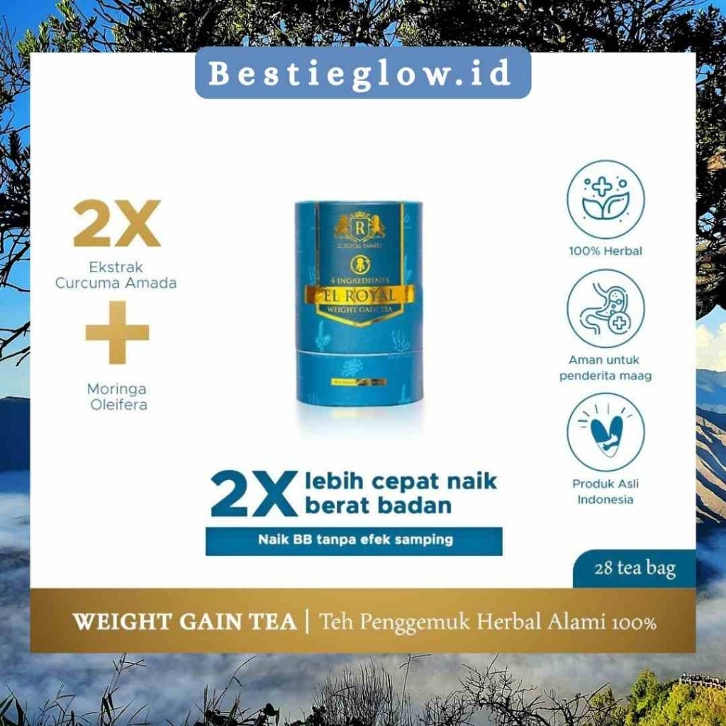 

El Royal Weight Gain Tea - Teh Penggemuk 1 PCS - 2X Kali lebih cepat naik berat badan - Solusi Naik BB Tanpa Efek Samping