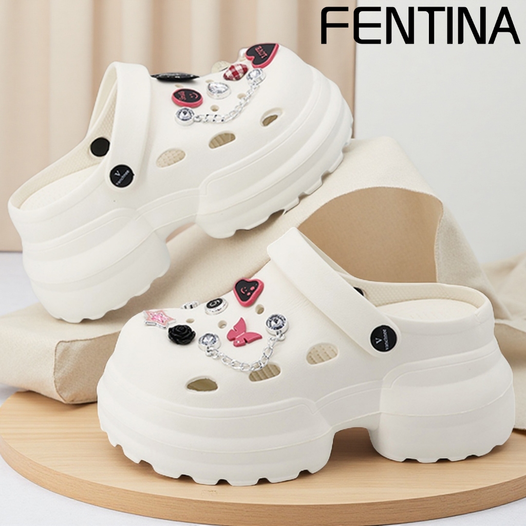 FENTINA Sandal Kodok Wanita Wedges Korea Sandal Baim Wanita Sandal Jelly Wanita kekinian Tinggi