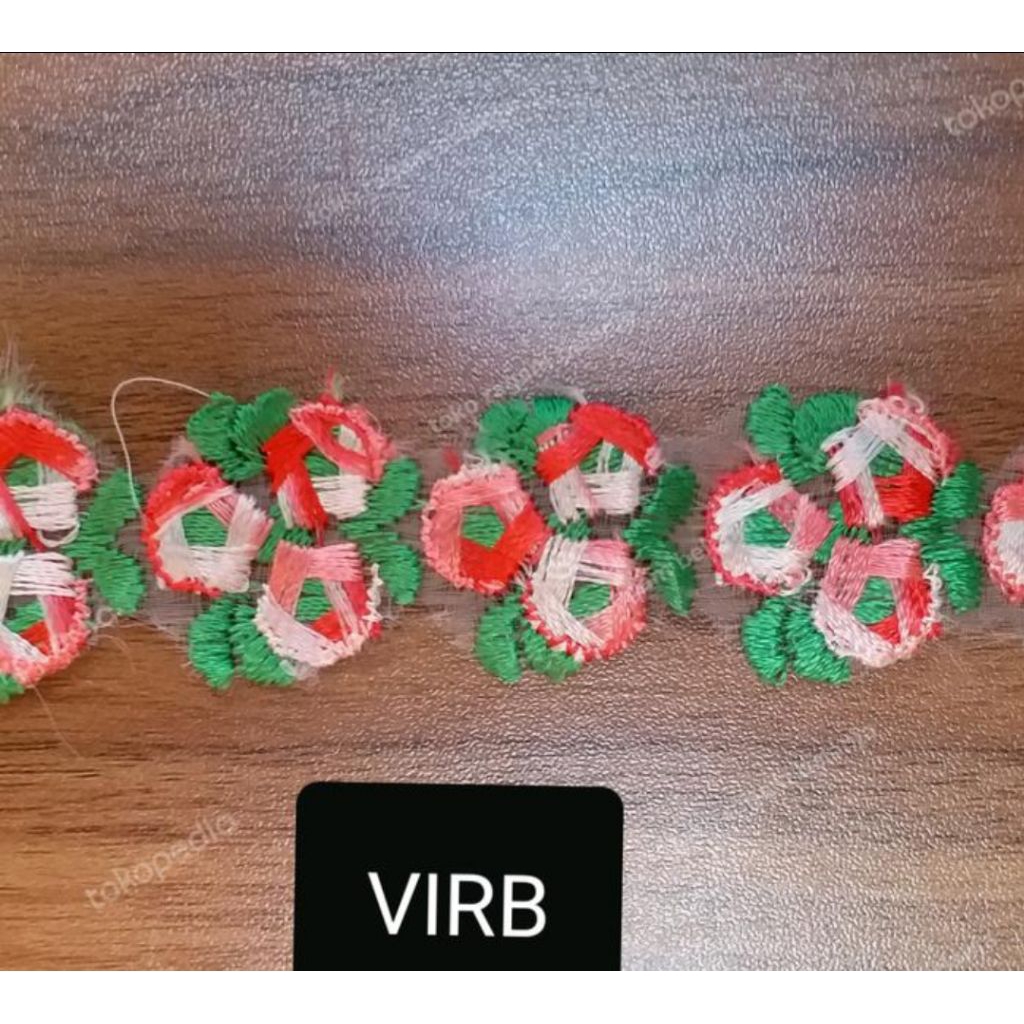 [virb]renda bunga, kombinasi warna, harga untuk 5 meter