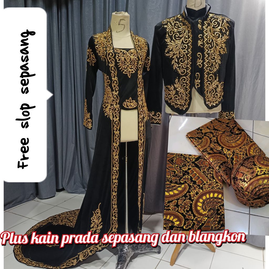 satu set new gaun pengantin jawa kebaya sepasang baju pengantin bludru sanghay jawa full payet